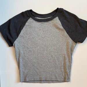 Hollister Gray and Black Raglan T-Shirt